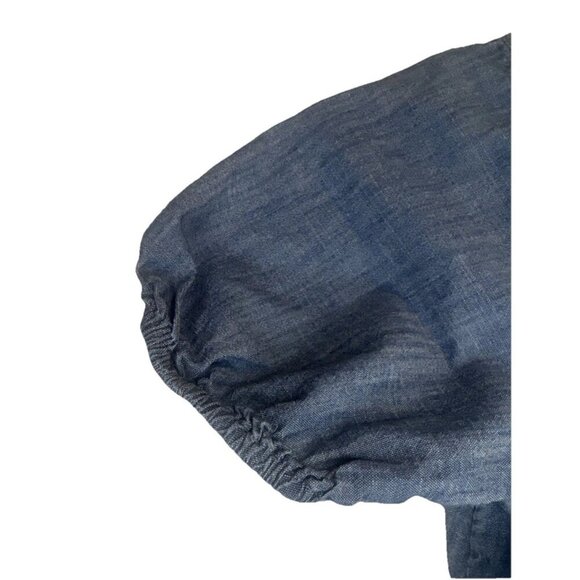 J Crew Crewcuts Girls Blue Chambray Puff Sleeve Embroidered Floral Dress Sz 8 - Picture 4 of 10